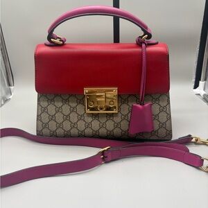 Gucci Padlock GG Supreme Red Top Handle Bag